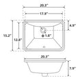 thumbnail image 6 of Ataucjin Bathroom Vessel Sinks, Undermount Bathroom Sink, Ceramic Lavatory Vanity Vessel Sink with Overflow, Rectangle Sink, Undercounter Basin, White 21.65 * 15.75 * 7.87inch (Large), 6 of 6