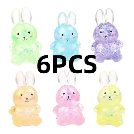 Bisitoy Bunny Squeeze Toys Random Color Sensory Toy for Kids and Adults (6Pcs)