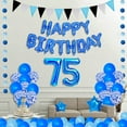 thumbnail image 3 of Succris 75TH Blue Theme for 75 Years Old Birthday Party Supplies Blue Happy Birthday Banner Blue Circle Dots Garland Paper Hanging Triangle Flag Banner Confetti balloons Number 75 Blue, 3 of 6