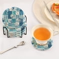 thumbnail image 2 of 6 Pcs Drink Coasters with Holder 3.94in Woven Coasters for Drinks Blue Marine Life Patterns Coaster Set for Protection Table, 2 of 7
