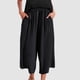 thumbnail image 2 of Pantalones anchos de lino con cintura elástica para mujer para el verano: pantalones informales de color liso, mezcla transpirable, tallas M-XXXXL., 2 of 4