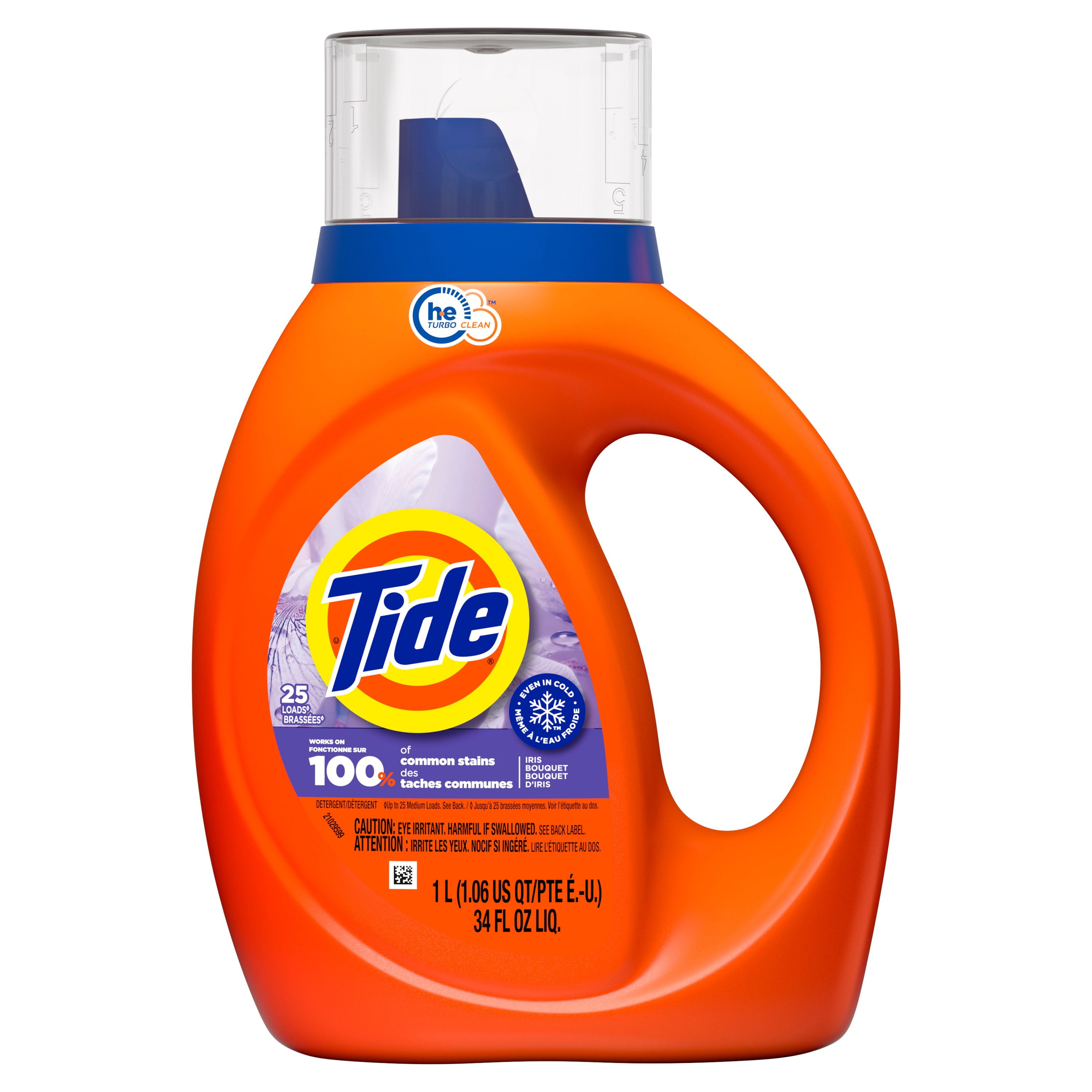 Tide Liquid Laundry Detergent 1 Litre, Iris Bouquet Scent, HE Compatible, Cold Water Clean Liquid Detergent, 1L