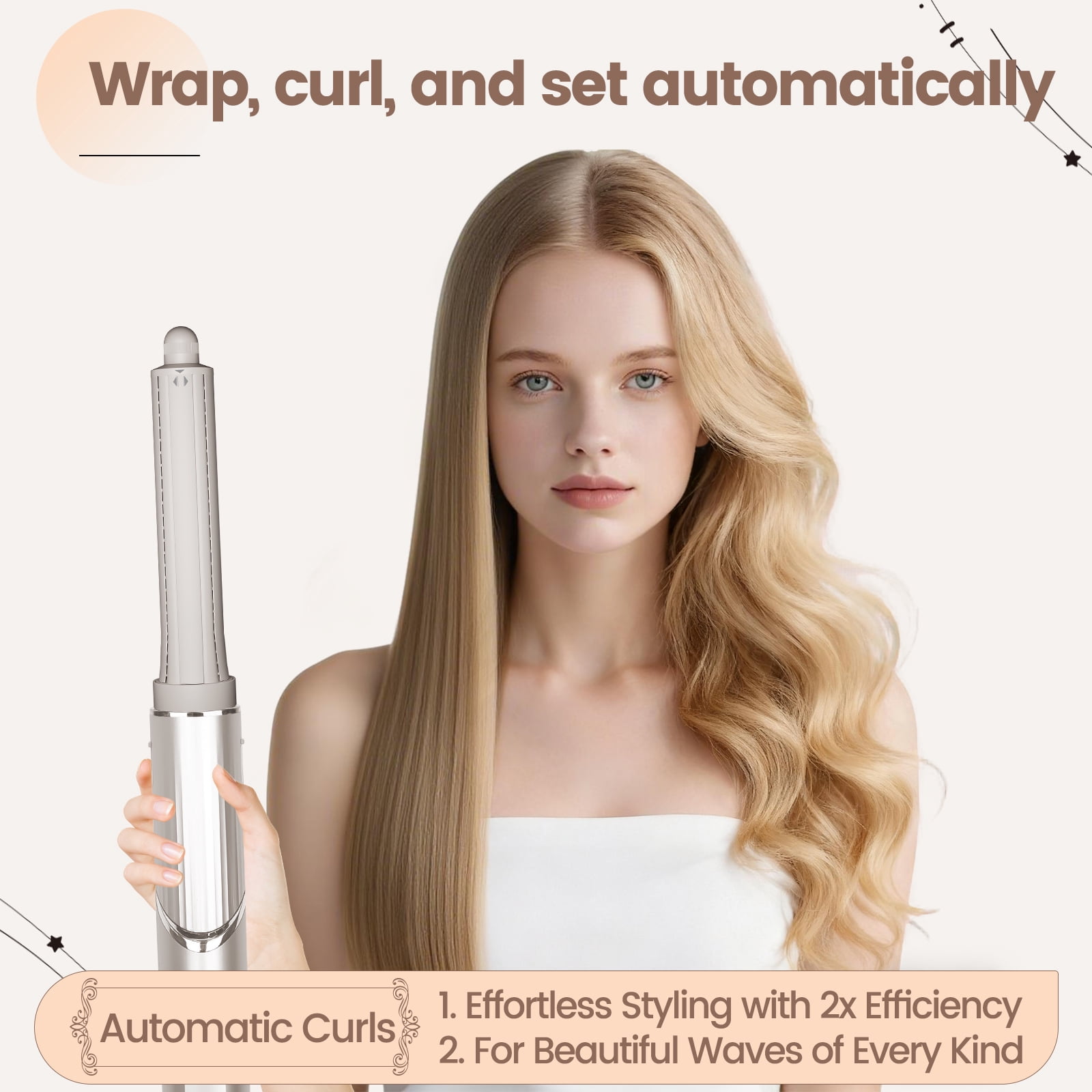 AFDD 30MM Long Hair Curling Barrel Attachment compatible with Shark FlexStyle 1.2Inch Wide Extra Automatic Curling Attachment with Both Directions for Voluminous Curls