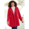 thumbnail image 3 of Woman Within Plus Size Double-Breasted Hooded Fleece Peacoat, 3 of 6