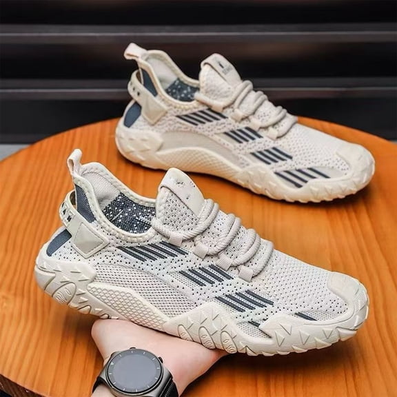 Willtoo Men's Breathable Knit Sneakers Lightweight Lace Up Non Slip Bumpy Sole Comfortable Casual Athletic Shoes for Training Walking Outdoor Activities