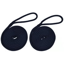 1/4" Black Fender Line For Boats - Double Braided Nylon 6 Feet Marine Rope - 2 Pack