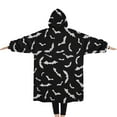 thumbnail image 2 of Oversized Wearable Blanket Hoodie,Black Halloween Bats with White Sherpa Blanket Hoodie with Super Pockets,Super Warm Fuzzy Pullover for Women & Men, 2 of 6