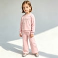 thumbnail image 5 of Angala 2 Piece Outfits For Girls Crew Neck Long Sleeve Bow Detail Sweatshirt With Pants Set Girls Fall Season Wear Clothes, 5 of 7