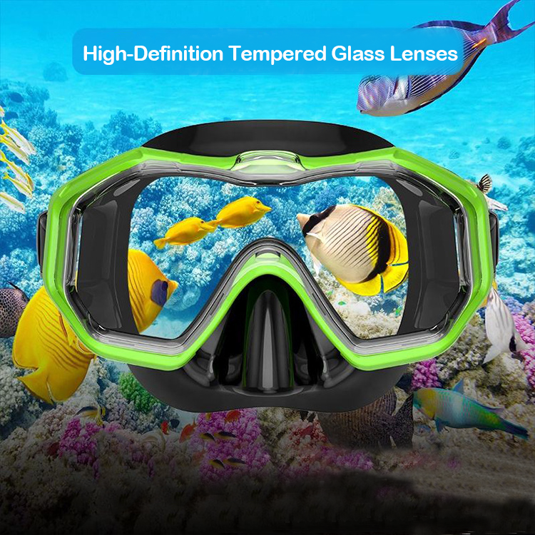 Scuba Gear Snorkel Set With Anti-Fog Tempered Glass Mask – Adjustable ...