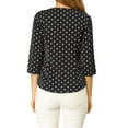 thumbnail image 3 of MODA NOVA Junior's Polka Dots 3/4 Sleeve V Neck Button Front Vintage Blouse Black M, 3 of 5