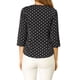 thumbnail image 3 of Blusa de mujer Inspire Chic con cuello en V, mangas 3/4, estampado de lunares y corazones, parte delantera con botones, color negro, talla S, 3 of 7