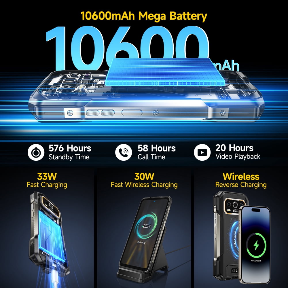 Ulefone Armor 27 4G 10600mAh Rugged Phone 24GB 256GB Android 14 Smartphone,Armor 27 4G