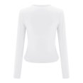 thumbnail image 4 of T Shirts for Women Solid Color Round Neckline Hot Slim Long Sleeve Refreshing Breathable Resistant Daily White T-Shirts Sizes S, 4 of 6