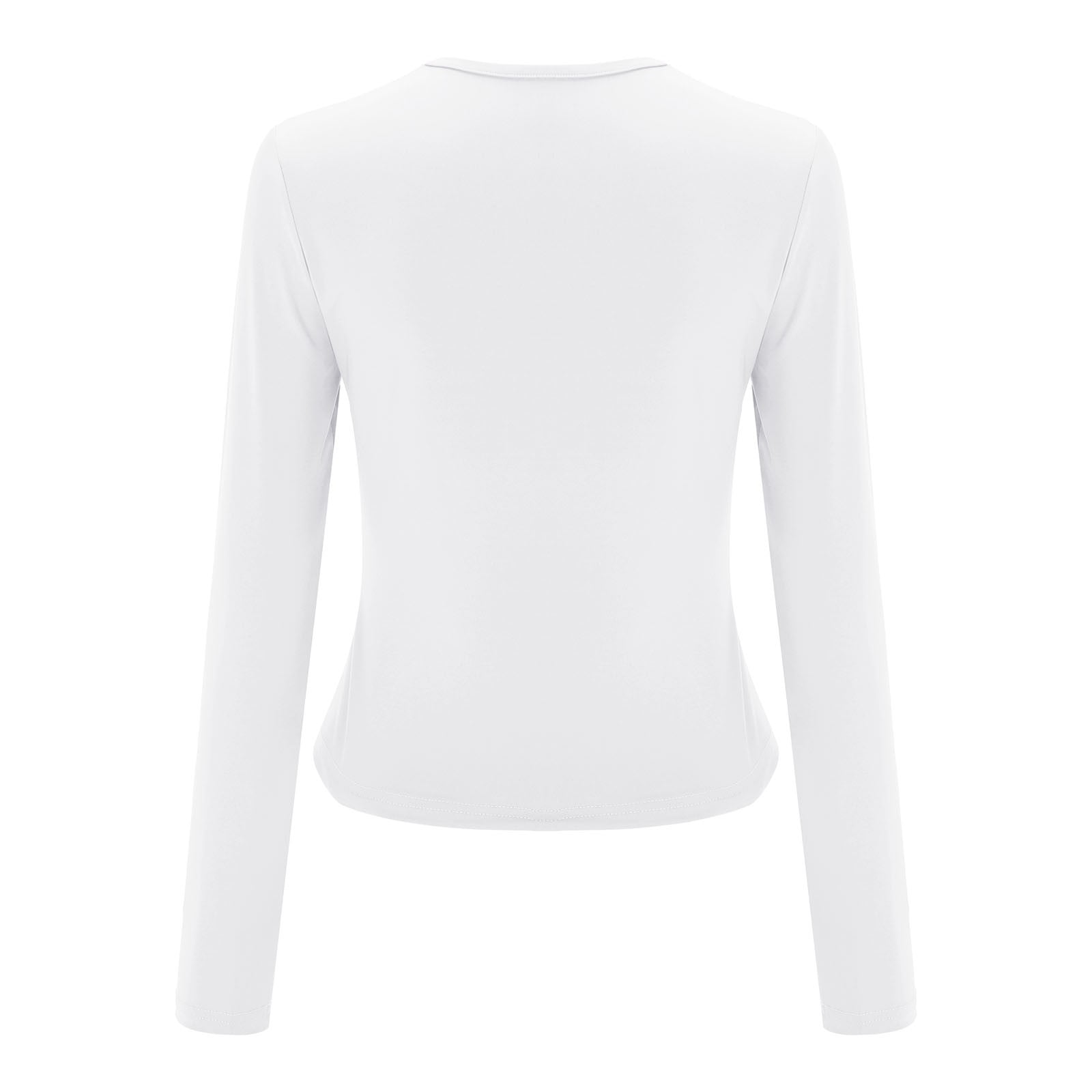 Womens Shirt Long Sleeve Polyester T Shirt Women Women s Solid Color Rround Neck T Shirt Hot Girl Slim Long Sleeve Shirt Top Adult Female Clothes