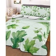 thumbnail image 3 of Quilts Queen Size Bedding Set, Spring Botanical Lightweight Quilted Comforter, Green Ivy Ferns Oak Leaves Light Blue Soft Reversible Bedspread Coverlet with Pillow Covers for All Season, 90" x 96", 3 of 7