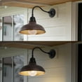 thumbnail image 6 of JONATHAN Y Aurora 12.25" 1-Light Farmhouse Industrial Indoor/Outdoor Iron LED Gooseneck Arm Outdoor Sconce, Wood Finish/Copper, 6 of 7