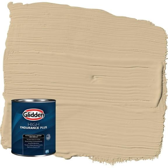 Glidden HEP Pony Tail / Beige Satin Exterior Paint with Primer, 1 Quart