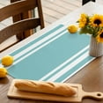 thumbnail image 3 of Placemats Set of 4, Geometric Pattern Place Mats Teal Stripe Lines Tablemats Washable Placemat Table Decoration for Kitchen Table Dinner Party Home Decor Indoor Outdoor 13x19 Inch, 3 of 9