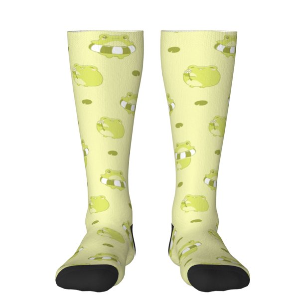 Fotbe Cute Frog3 Calcetas Divertidas Estampadas para Hombre y Mujer, Calcetas de Algodón hasta la Rodilla para Caminar, Correr, Enfermería y Embarazo