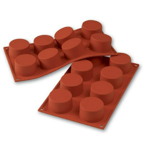 Silikomart Flexible Silicone Non-Stick Cylinder Bakeware Mold 3 Oz, 2.36" Dia. x 1.38" Deep, 8  Cavities