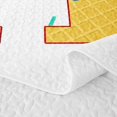 thumbnail image 5 of meiyoeat Drip Ice Cream Letter H Bed Spread Queen for Girls, Sprinkle Baseball Print Queen Coverlet Set, Blue Yellow, 3pcs, 5 of 7