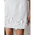 thumbnail image 5 of White Cotton Sleeveless A-Line Mini Dress With 3D Floral Embellishment, Casual Elegant Vacation Style, 5 of 6
