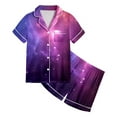 thumbnail image 3 of Afdoent Girls Pajamas Set Soft Girls Print Button Lapel Short Sleeve Top Shorts Pajama Set For 6-7 Years, 3 of 3
