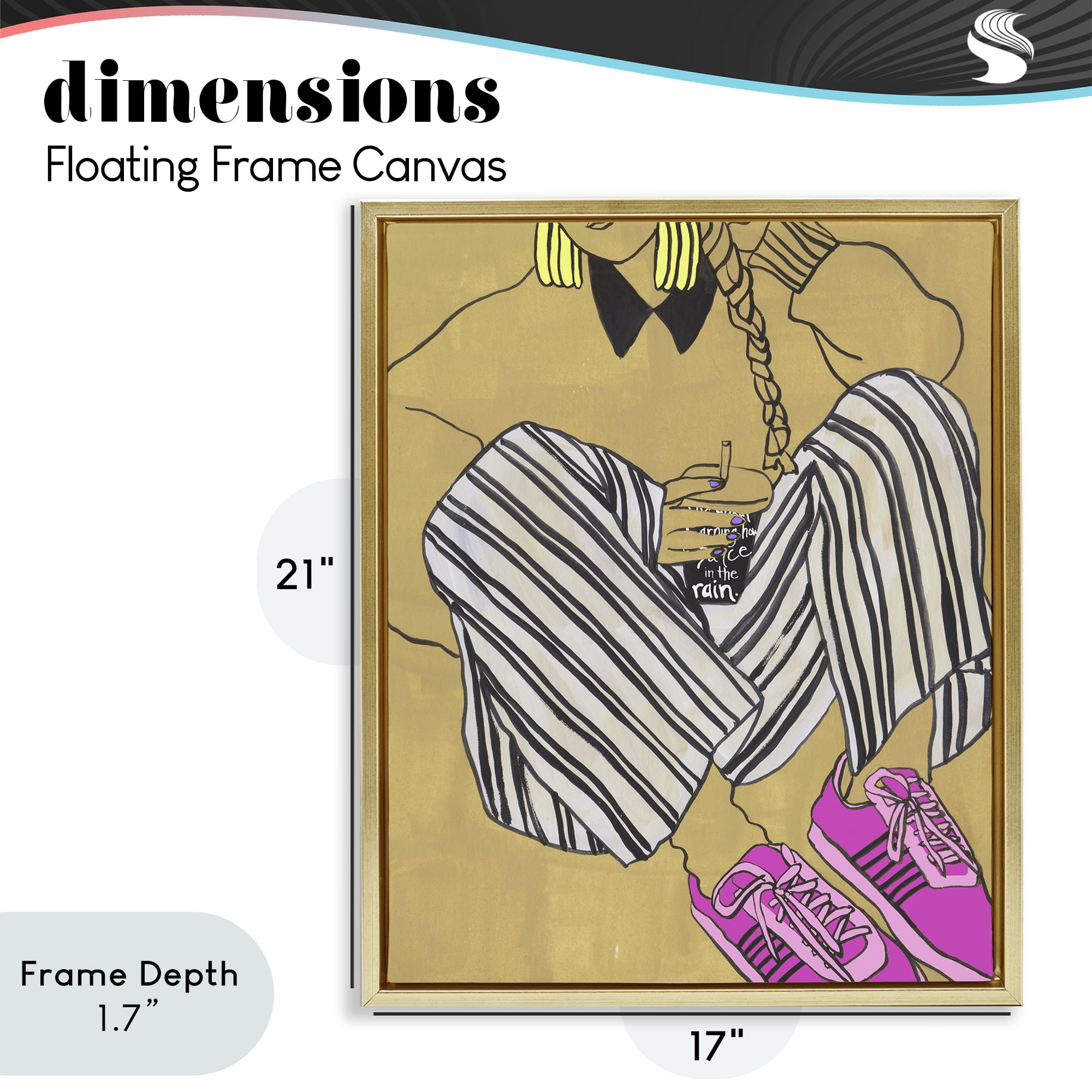 Stupell Industries Crimson Thread Fashionista Gold Framed Floater Canvas Wall Art, design by Melissa Wang