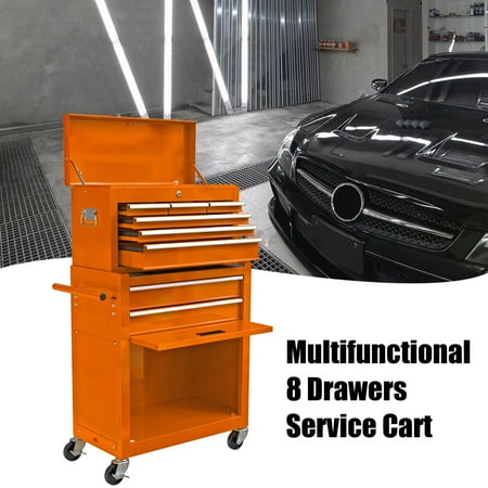 

8-Drawer Tool Chest High Capacity Rolling Tool Chest with Wheels and Drawers Rolling Tool Box with Lock Removable Tool Cabinet Storage for Warehouse Garage Workshop Orange