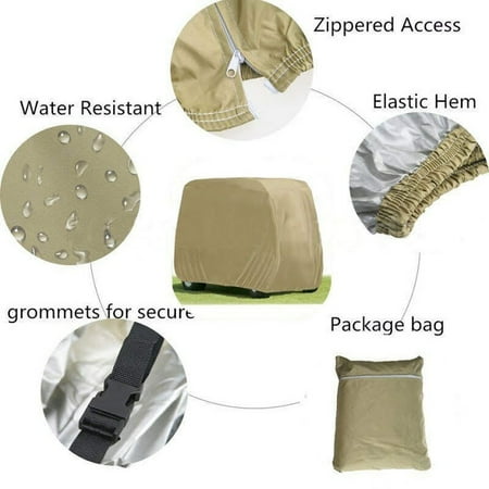 4 Passenger Golf Cart Cover Waterproof Golf Cart Cover Taupe For EZ Go Club Vehicle Sun Protecting Cover