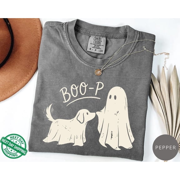 Boo-p Ghost Dog T-Shirt – Funny Halloween Dog Mom Shirt – Cute Ghost Boop Tee