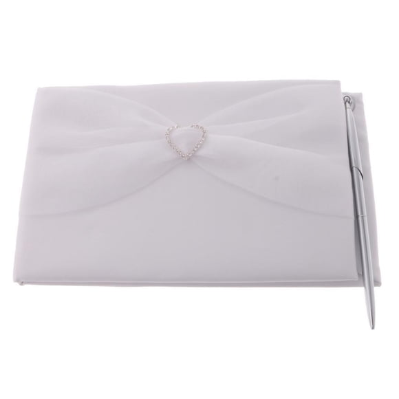 Cateissary Elegante libro de invitados de boda y juego de bolígrafos con decoración de cristal de tul Suministros para fiestas Artesanía