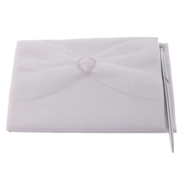 Injueey Elegante libro de invitados de boda y juego de bolígrafos con decoración de cristal de tul Suministros para fiestas Artesanía