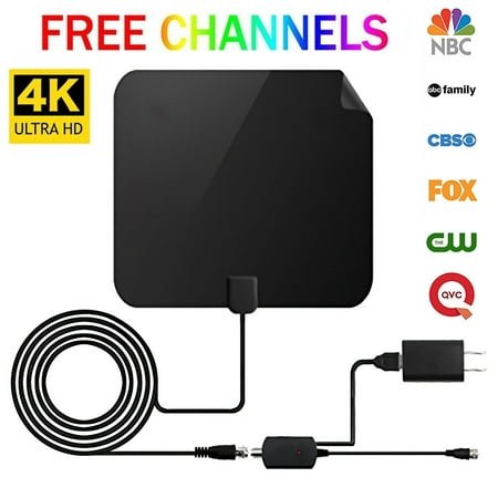 [Newest 2019] HD Digital TV Antenna 50 Miles Range Support 4K 1080p & All Older TV's Indoor with Amplifier Signal Booster & 13ft Coax Cable Power Adapter (Best Powered Hd Antenna)
