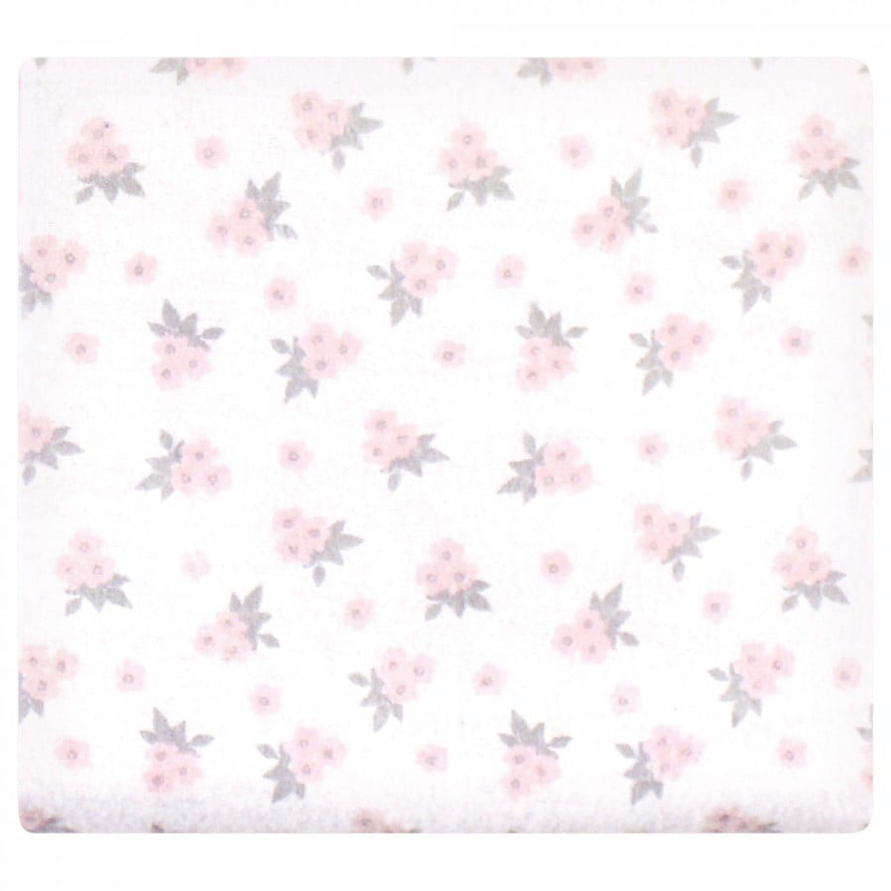 Hudson Baby Infant Girl Cotton Flannel Receiving Blankets Bundle, Gray Pink Floral, One Size