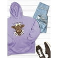 thumbnail image 3 of Blessed Girl Womens Hooded Sweatshirt Highland Saved By Grace, Lavender, LG, 3 of 4