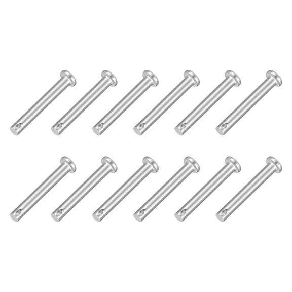 12Pcs 3/16" x 1-3/8" Single Hole Clevis Pins, 304 Stainless Steel Flat Head Pin