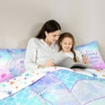 thumbnail image 4 of Castle Fairy Girls Ocean Mermaid Bedding Comforter Set 7 Pieces,Marine Dreamy Princess Full Bedding Set Lightweight,Bling Gradient Glitter Fitted Sheet Flat Sheet,Lightweight Room Decor,Reversible, 4 of 8