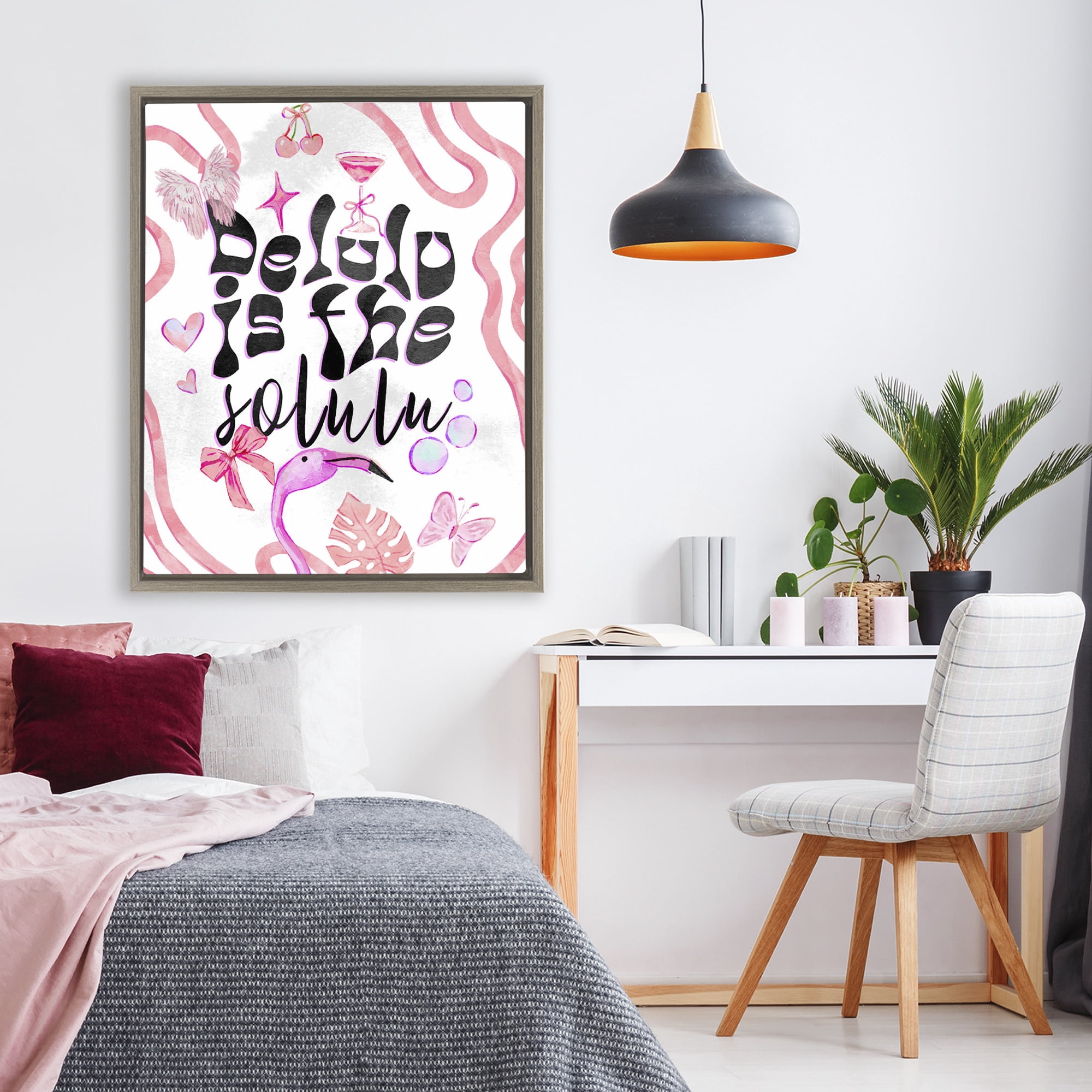 Stupell Industries Delulu Is The Solulu Brown Framed Floater Canvas Wall Art, design by Ziwei Li