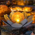 thumbnail image 1 of Solar Lights Outdoor Garden Decor, Amber Crackle Globe Glass Lotus Decoration,Waterproof Gray Metal Flower Light for Patio,Lawn,Walkway,Tabletop,Ground, 1 of 7