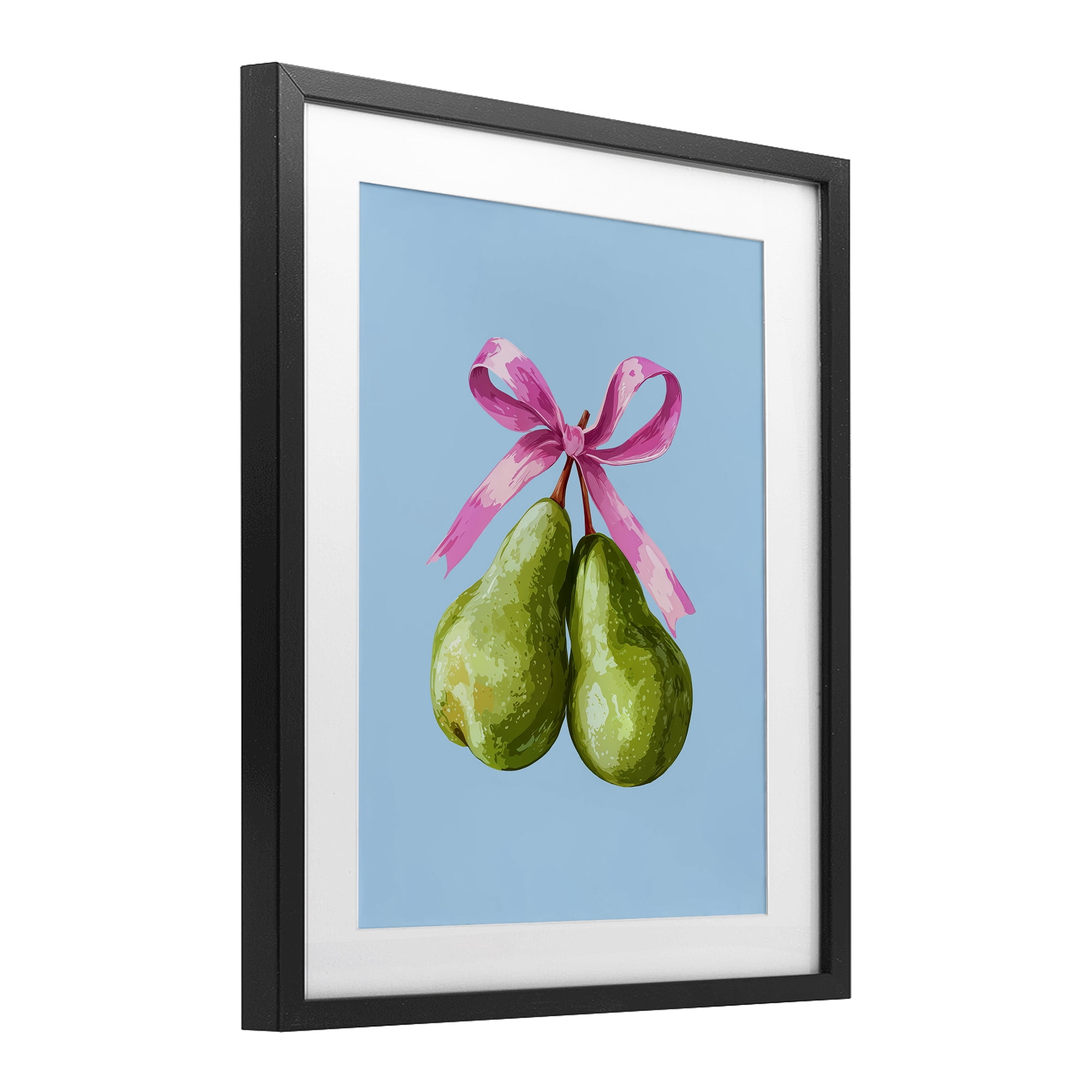 Stupell Industries Twin Pears with Ribbon Black Framed Print Under Glass, design by Imagine It Images