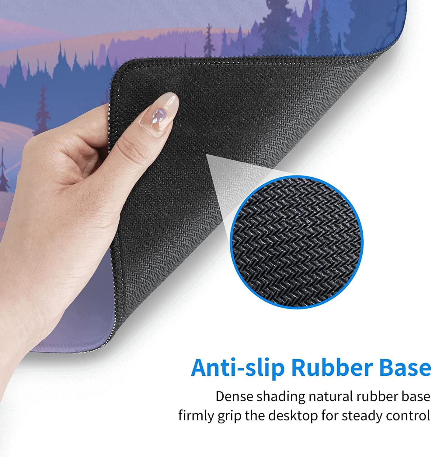 Extended Large Gaming Mouse Pad, Mousepad Desk Mat with Cute Funny Mountains at Sunset for Gift, Waterproof XL Big Computer Mats Deskmat for Keyboard and Laptop with Nonslip Base, (Blue, 31.5*11.8 In)