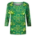 thumbnail image 4 of Mceream St Patricks Chandail de Jour pour Femmes Drôle Manches 3/4 Hauts Mignons Décontractés Col Rond T-Shirts Graphiques Trèfle Imprimé Floral 2026 Hauts Chemisiers Grande Taille Vert TTG, 4 of 5