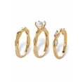 thumbnail image 2 of PalmBeach Jewelry Round Cubic Zirconia 3-Piece Twisted Wedding Ring Set 1.90 TCW in 18k Gold-Plated or Sterling Silver, 2 of 5