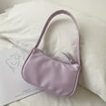 thumbnail image 5 of Retro baguette bag one shoulder handbag artificial leather underarm bag ladies crossbody bag - purple, 5 of 5