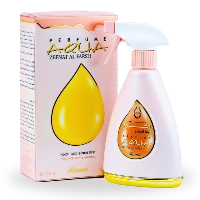Bruma en aerosol para habitación y ropa de cama Rasasi Aqua Zeenat Al Farsh, 375 ml
