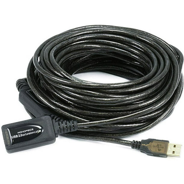 Monoprice USB 2.0 Extension Cable - 49 Feet - | USB Type-A Male to Type-A Female, Active, 28/24AWG, Repeater, Kinect, and PS3 Move Compatible Walmart.com