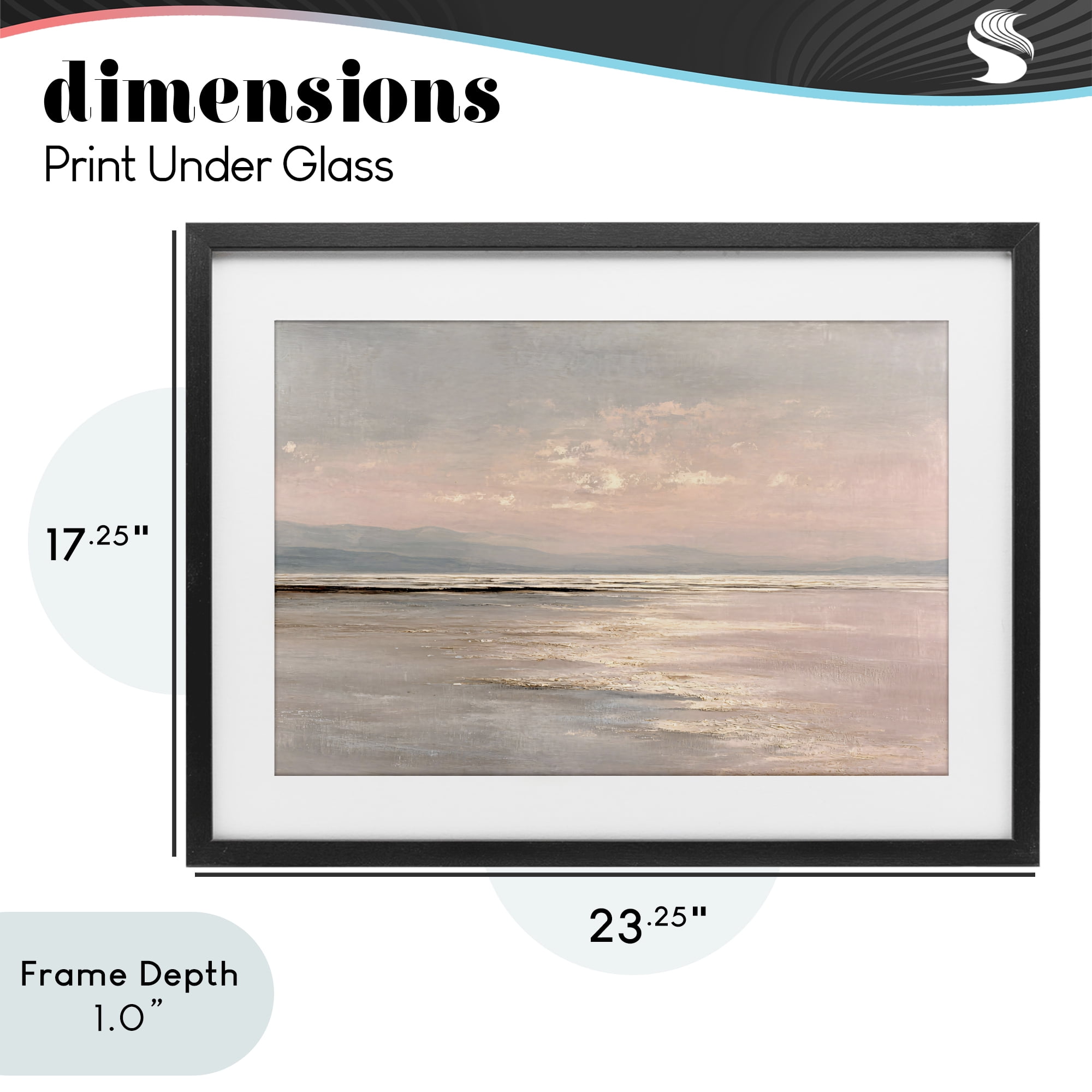 Stupell Industries Vast Blush Seascape Black Framed Print Under Glass, design by Jacky Ngan