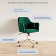 thumbnail image 4 of BELLEZE Upholstered Velvet Home Office Desk Chair with Swivel Wheels and Adjustable Height, Rolling Vanity Armchair - Alayah (Green), 4 of 7