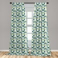 thumbnail image 5 of Ambesonne Tropical Curtains, Cacti in Pots Cartoon Art, Pair of 28"x63", Slate Blue and Pale Green, 5 of 5